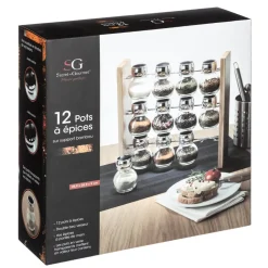 3S. x Home 12 Pots à Épices avec son Support en Bambouvoir Online