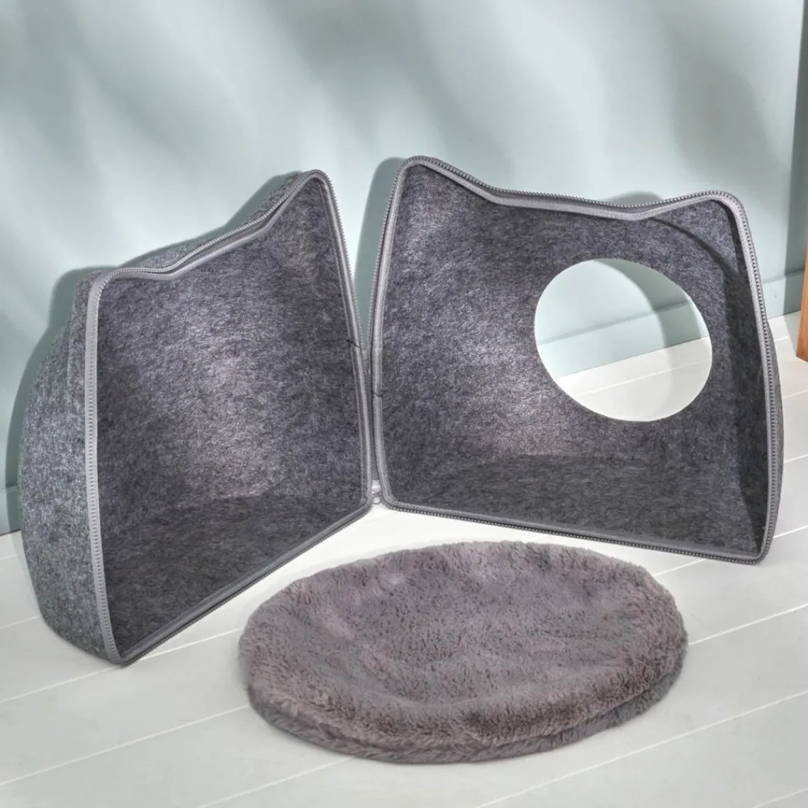 Becquet Abri pour chat en Textile Chatoune Gris Best