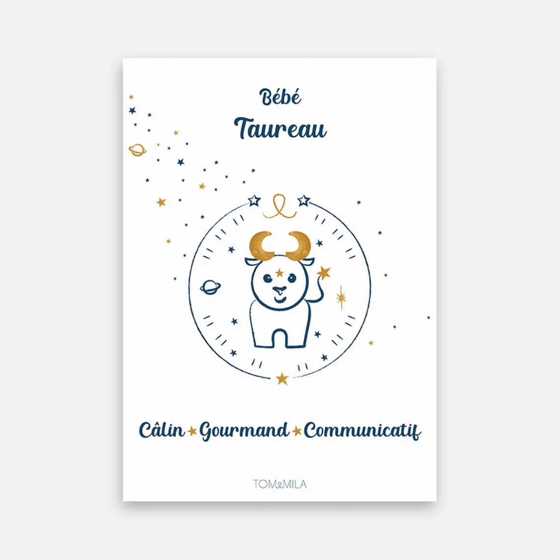 Tom & Mila Affiche de décoration bébé Taureau New
