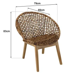Macabane ALIDA Fauteuil dossier arrondi assise en abaca tressé Marron Sale