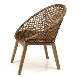 Macabane ALIDA Fauteuil dossier arrondi assise en abaca tressé Marron Sale