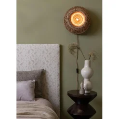 Good & Mojo Applique murale Barbados bambou abat-jour demi-rond naturel marron New