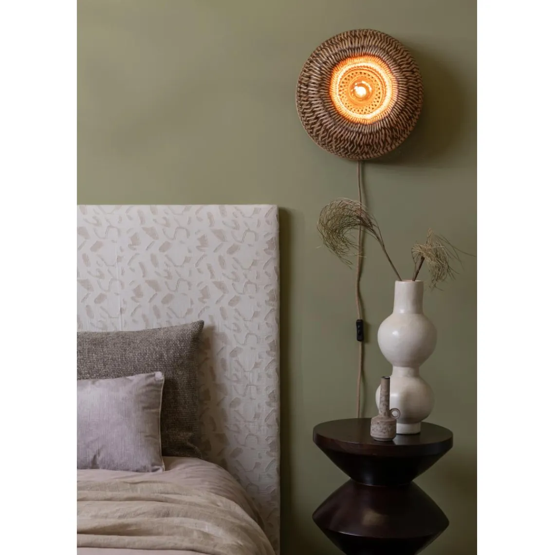 Good & Mojo Applique murale Barbados bambou abat-jour demi-rond naturel marron New