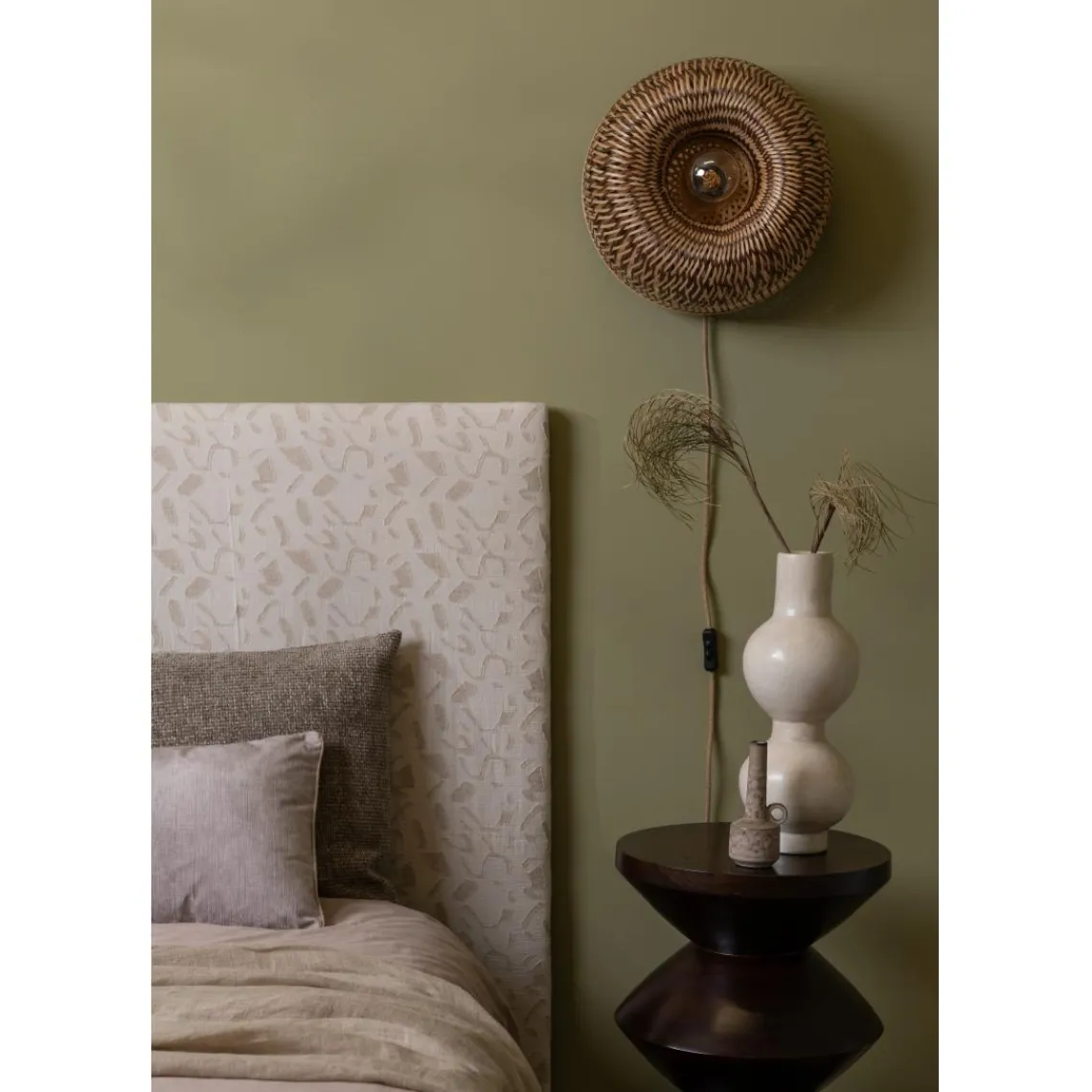 Good & Mojo Applique murale Barbados bambou abat-jour demi-rond naturel marron New