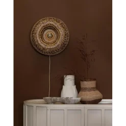 Good & Mojo Applique murale Barbados bambou abat-jour demi-rond naturel marron New