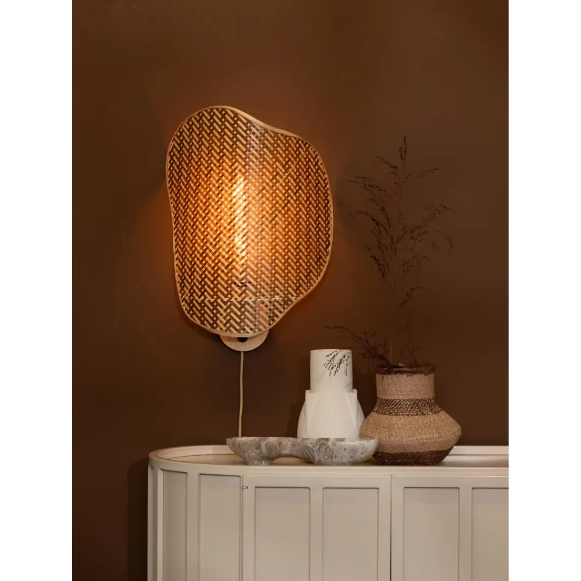 Good & Mojo Applique murale Kinabalu bambou abat-jour naturel marron Clearance