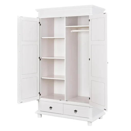 3S. x Home Armoire 2 Portes 2 Tiroirs Blanche PACO Best