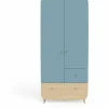 3 SUISSES Armoire 2 portes FIRMIANA Bleu orage et pin naturel New