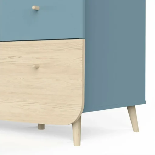 3 SUISSES Armoire 2 portes FIRMIANA Bleu orage et pin naturel New