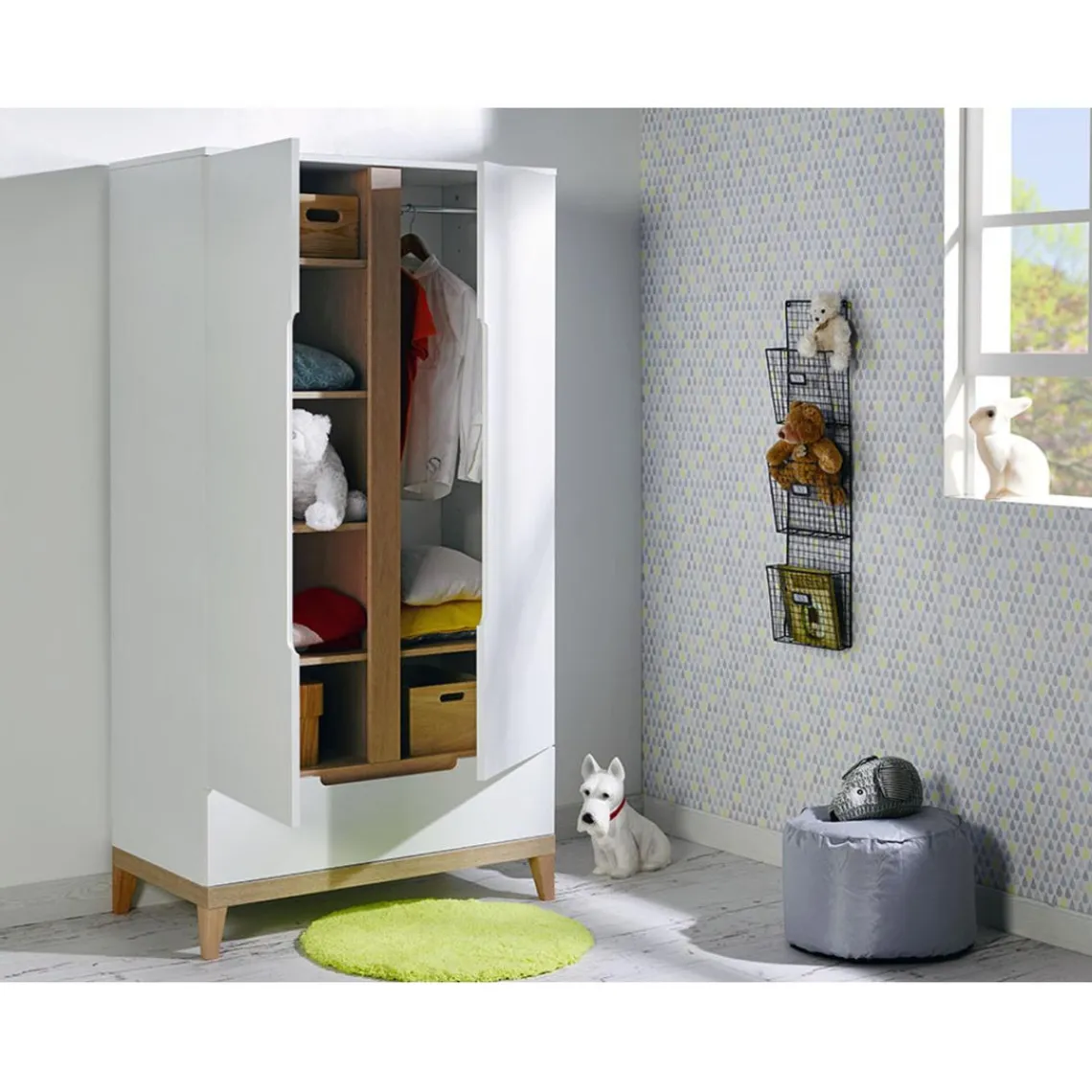 3S. x Home Armoire Blanche 100 x 188 x 52 cm EVIDENCE
