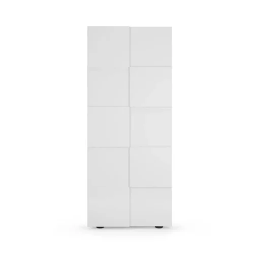 3S. x Home Armoire de couloir Damano 2 Portes Laqué Blanc Brillant L78 x H 187 cm Outlet