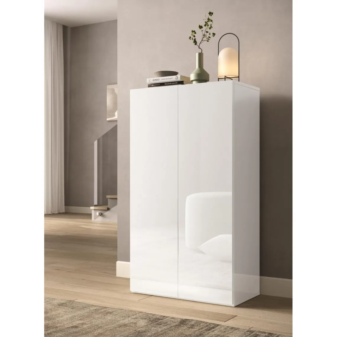 3S. x Home Armoire derangement 2 portes 4 étagères New