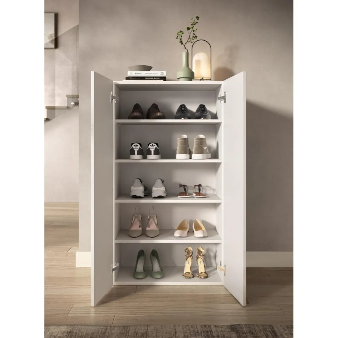 3S. x Home Armoire derangement 2 portes 4 étagères New