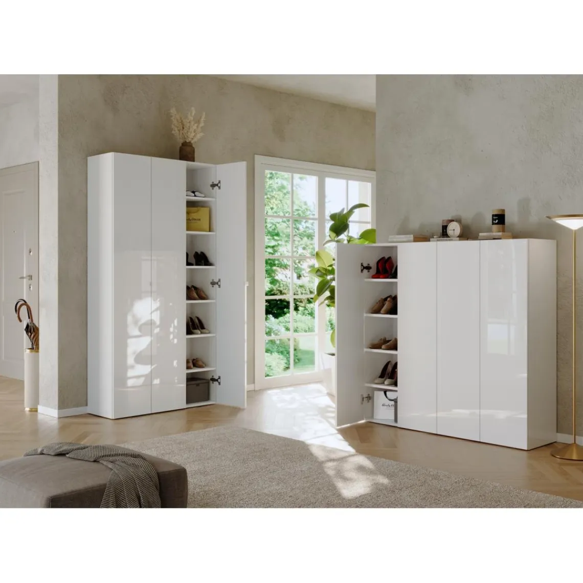 3S. x Home Armoire derangement 4 portes 8 étagères reglable Clearance