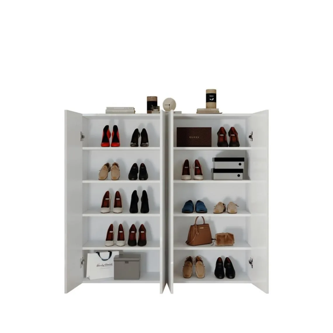 3S. x Home Armoire derangement 4 portes 8 étagères reglable Clearance