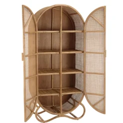 Macabane Armoire en rotin 2 portes en cannage couleur brun miel KALLY Clearance