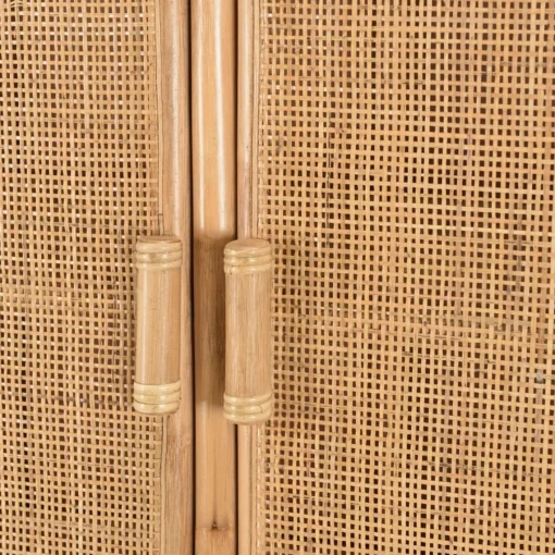 Macabane Armoire en rotin 2 portes en cannage couleur brun miel KALLY Clearance
