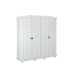 3S. x Home Armoire Rustique FSC 4 Portes Blanc ISNY