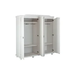 3S. x Home Armoire Rustique FSC 4 Portes Blanc ISNY