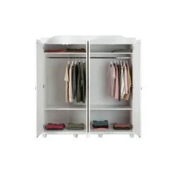 3S. x Home Armoire Rustique FSC 4 Portes Blanc ISNY