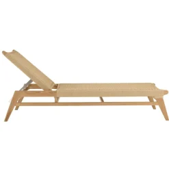 Macabane Bain de soleil en teck naturel et rotin synthétique beige VALERIA Online