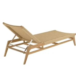 Macabane Bain de soleil en teck naturel et rotin synthétique beige VALERIA Online