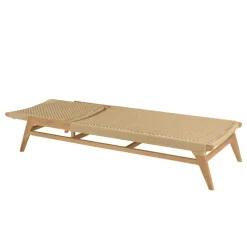 Macabane Bain de soleil en teck naturel et rotin synthétique beige VALERIA Online