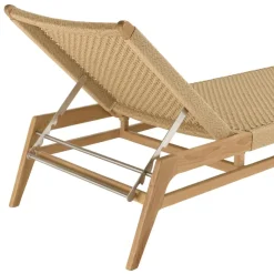 Macabane Bain de soleil en teck naturel et rotin synthétique beige VALERIA Online