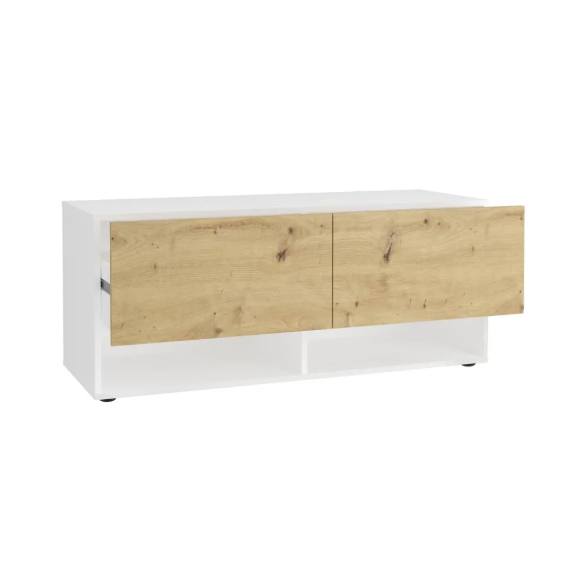 3S. x Home Banc à chaussures 2 portes BELM 9 blanc et naturel Clearance