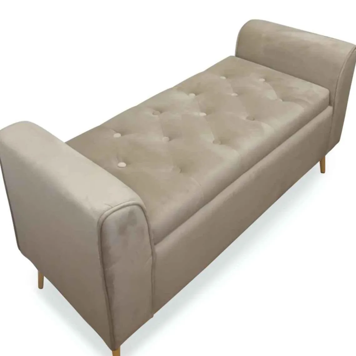 3S. x Home Banc Coffre MINNIE Velours Taupe Pieds Or Discount