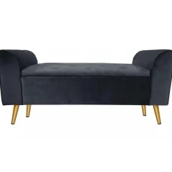 3S. x Home Banc coffre Velours Noir Pied Or NIWIE