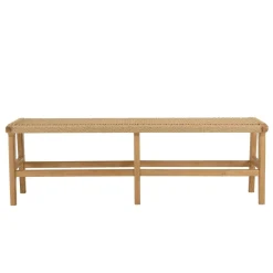 Macabane Banc de jardin 3 places teck assise rotin synthétique beige VALERIA Discount
