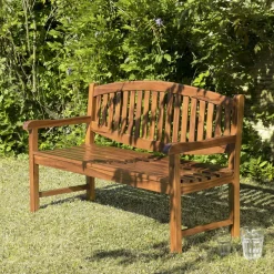 Macabane Banc de jardin HANNA ovale en bois teck huilé