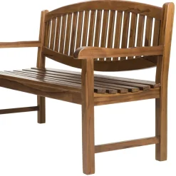 Macabane Banc de jardin HANNA ovale en bois teck huilé