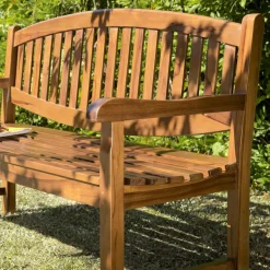 Macabane Banc de jardin HANNA ovale en bois teck huilé