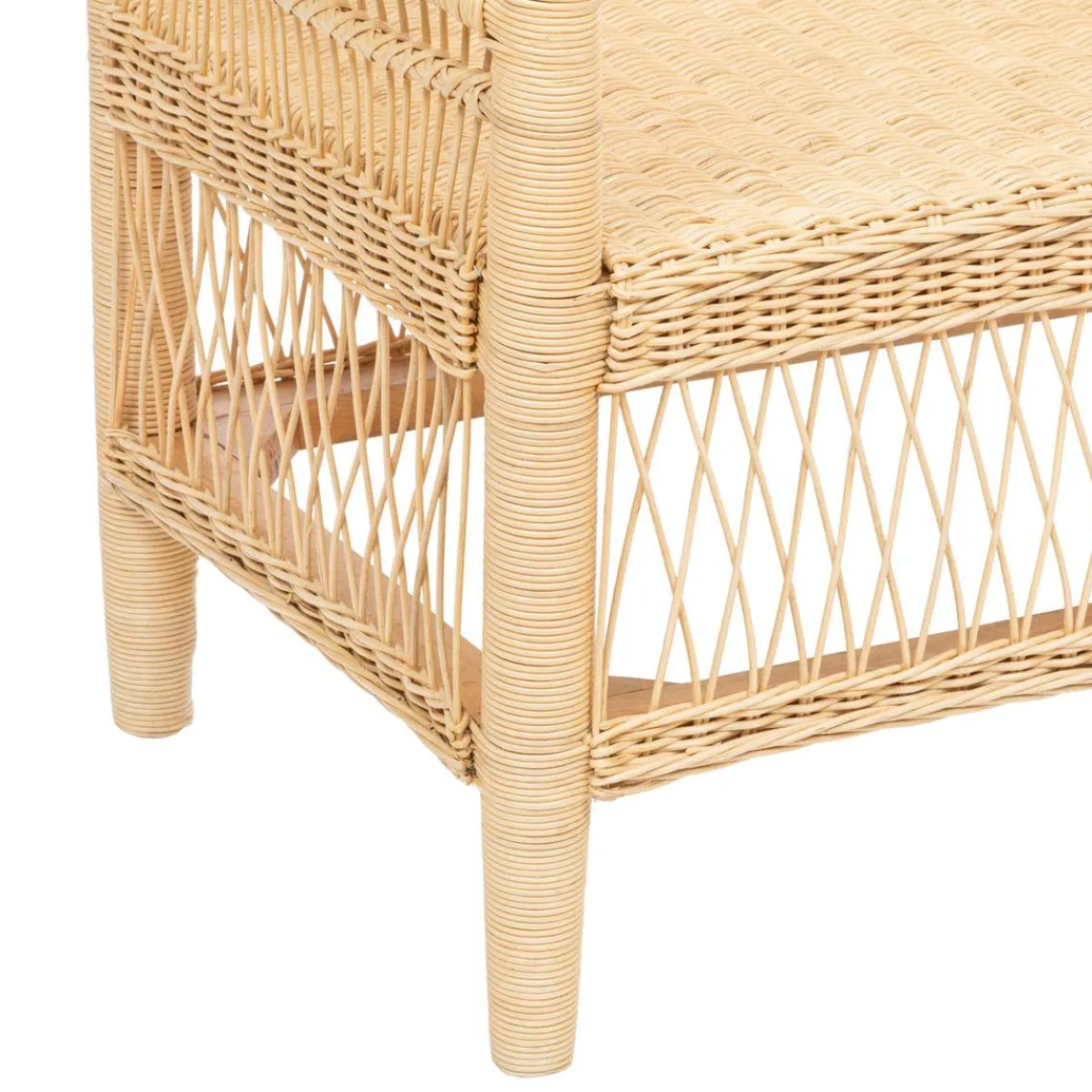 3S. x Home Banquette beige en rotin et acajou Discount