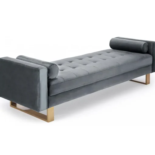 3S. x Home Banquette capitonnée Velours Gris GASPARD Sale