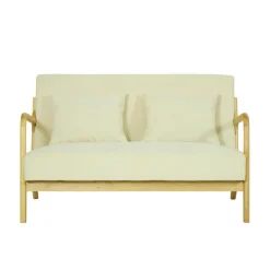 3S. x Home Banquette-banc OHAMA au style scandinaveen hévéa et velours beige Certifiée FSC Best