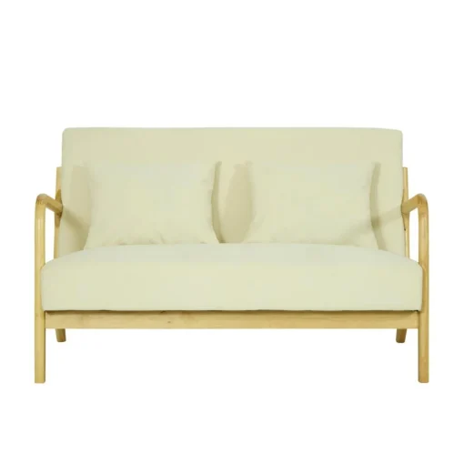 3S. x Home Banquette-banc OHAMA au style scandinaveen hévéa et velours beige Certifiée FSC Best