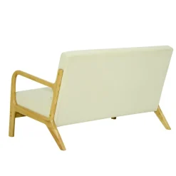3S. x Home Banquette-banc OHAMA au style scandinaveen hévéa et velours beige Certifiée FSC Best