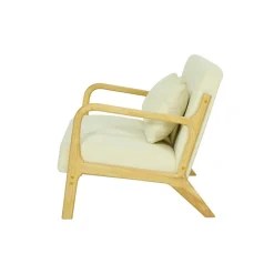 3S. x Home Banquette-banc OHAMA au style scandinaveen hévéa et velours beige Certifiée FSC Best