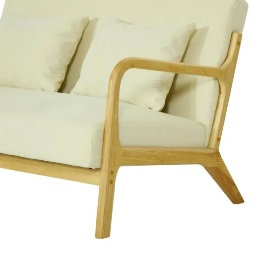 3S. x Home Banquette-banc OHAMA au style scandinaveen hévéa et velours beige Certifiée FSC Best