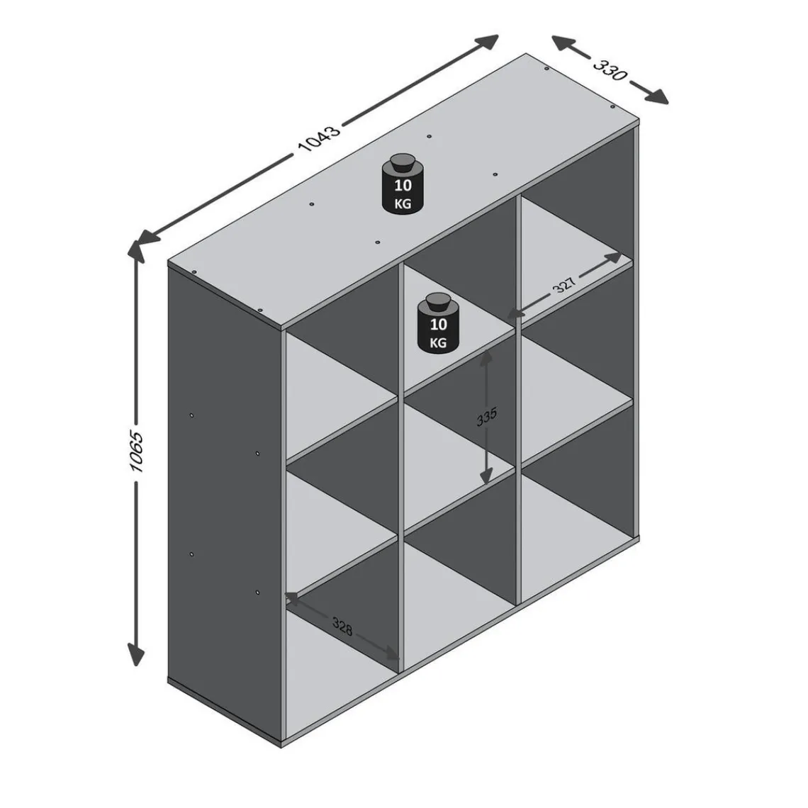 3S. x Home Bibliothèque 9 Compartiments Effet Bois MEGA Marron Best