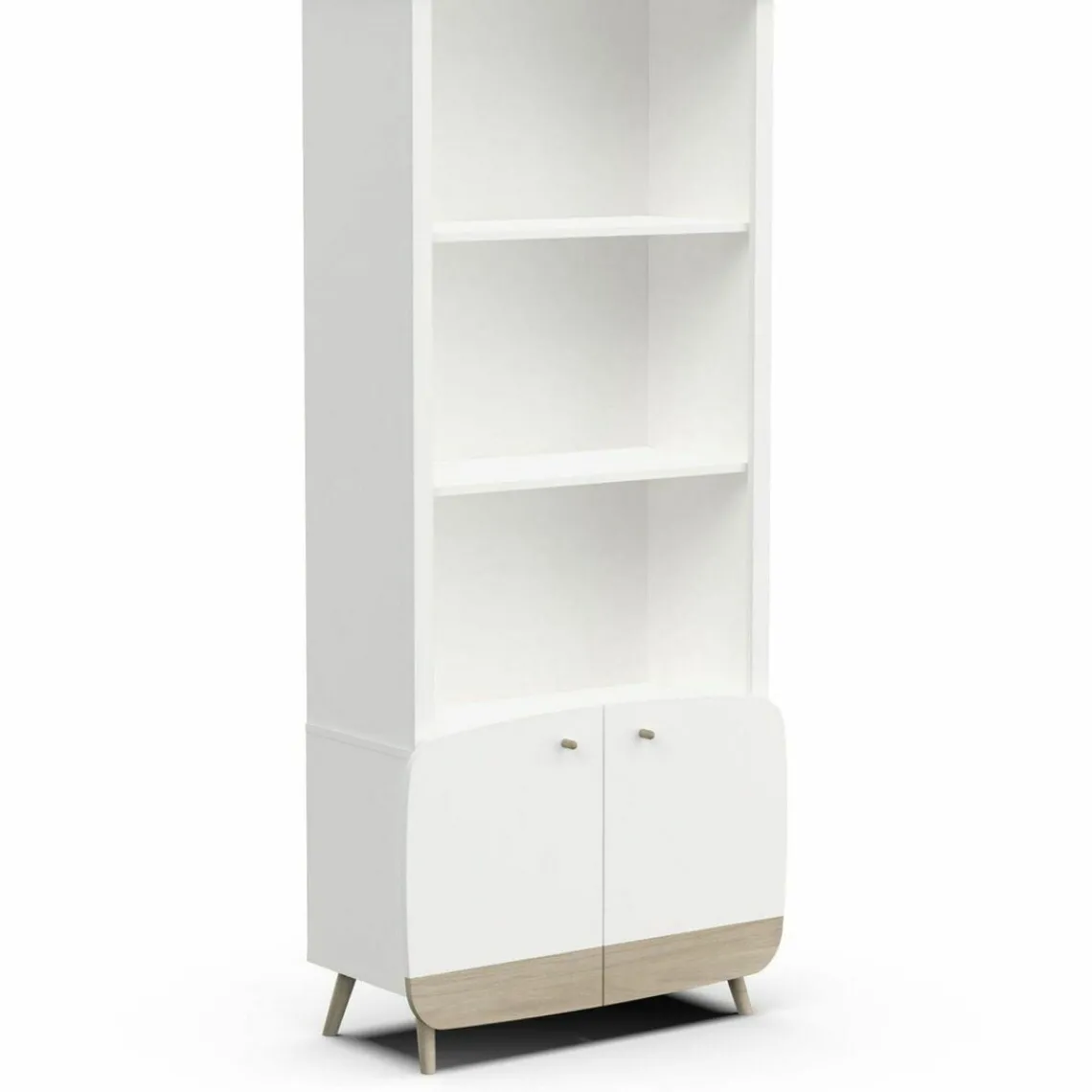 3 SUISSES Bibliothèque 2 tablettes et 2 Portes FIRMIANA blanc et pin naturel Sale