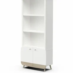 3 SUISSES Bibliothèque 2 tablettes et 2 Portes FIRMIANA blanc et pin naturel Sale