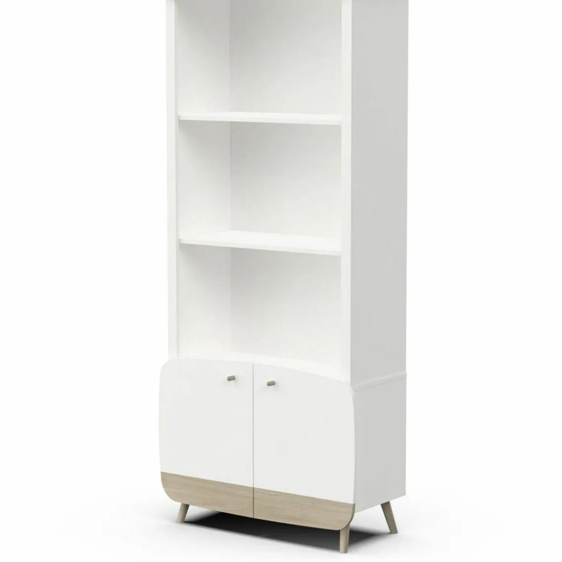 3 SUISSES Bibliothèque 2 tablettes et 2 Portes FIRMIANA blanc et pin naturel Sale