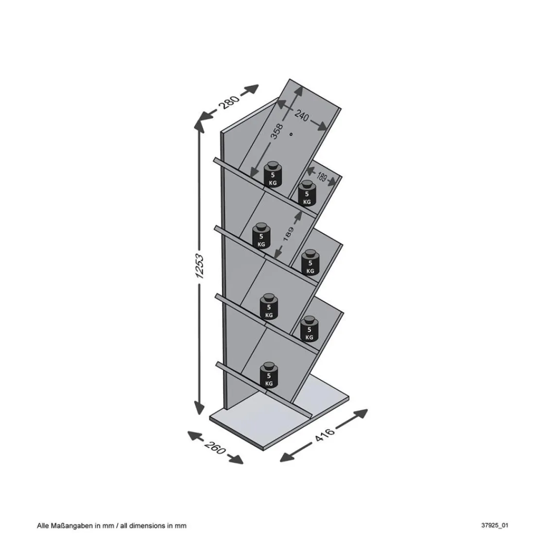 Calicosy Bibliothèque avec étagères Géométriques pour Livre Büchen Clearance