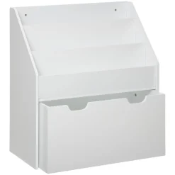 3S. x Home Bibliothèque enfant, bac à roulettes, blanc Discount