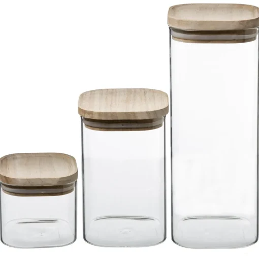 3S. x Home Bocal Verre de 3 Empilable et Bois Clearance