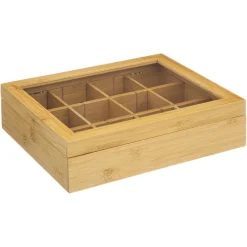 3S. x Home Boite à thé 12 compartiments amovible en bambou New
